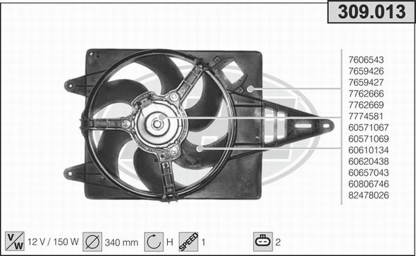 AHE 309.013 - Вентилятор, охлаждение двигателя autodif.ru