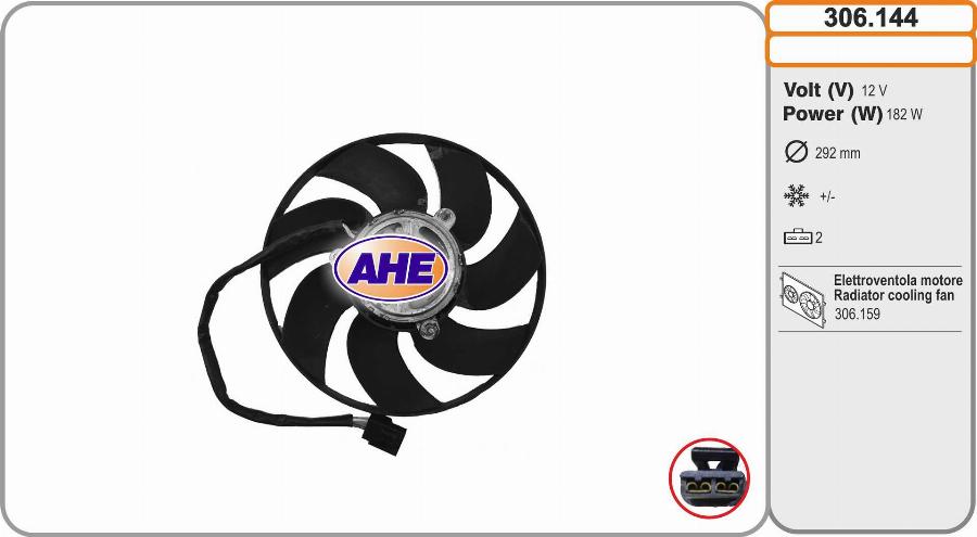 AHE 306.144 - Вентилятор, охлаждение двигателя autodif.ru