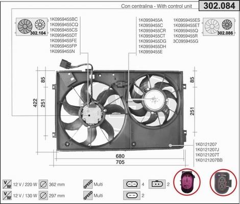 AHE 302.084 - Вентилятор, охлаждение двигателя autodif.ru