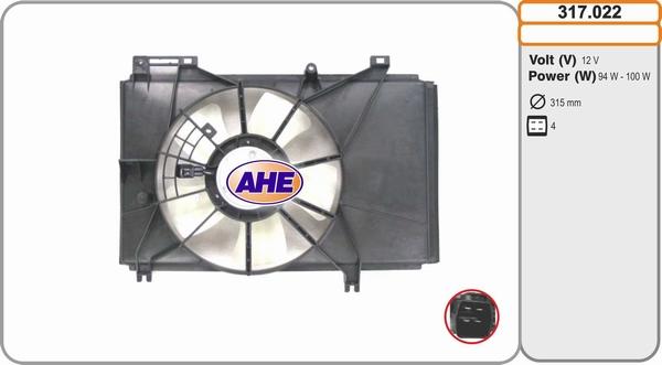 AHE 317.022 - Вентилятор, охлаждение двигателя autodif.ru