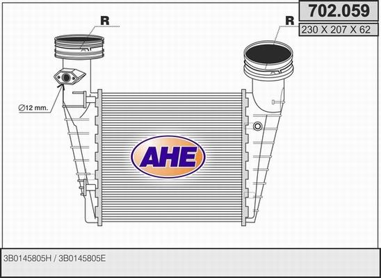 AHE 702.059 - Интеркулер, теплообменник турбины autodif.ru