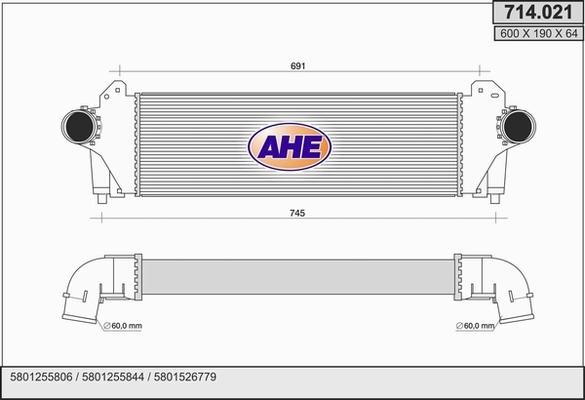 AHE 714.021 - Интеркулер, теплообменник турбины autodif.ru
