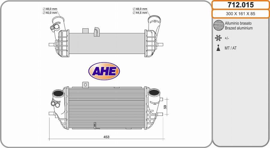 AHE 712.015 - Интеркулер, теплообменник турбины autodif.ru