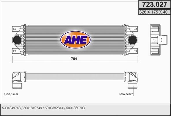 AHE 723.027 - Интеркулер, теплообменник турбины autodif.ru