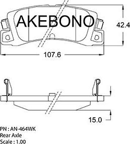 Akebono AN-464WK - Тормозные колодки, дисковые, комплект autodif.ru