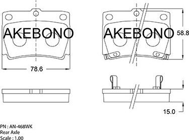 Akebono AN-468WK - Тормозные колодки, дисковые, комплект autodif.ru