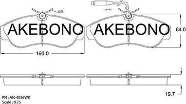 Akebono AN-4063WKE - Тормозные колодки, дисковые, комплект autodif.ru