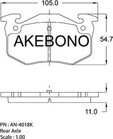 Akebono AN-4018KE - Тормозные колодки, дисковые, комплект autodif.ru