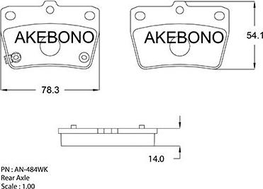 Akebono AN-484WK - Тормозные колодки, дисковые, комплект autodif.ru