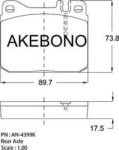 Akebono AN-4399K - Тормозные колодки, дисковые, комплект autodif.ru