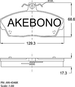 Akebono AN-4346KE - Тормозные колодки, дисковые, комплект autodif.ru