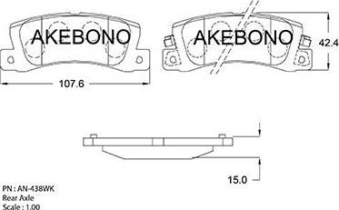 Akebono AN-438WKE - Тормозные колодки, дисковые, комплект autodif.ru