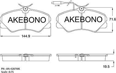 Akebono AN-4207WKE - Тормозные колодки, дисковые, комплект autodif.ru