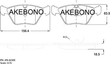 Akebono AN-4238KE - Тормозные колодки, дисковые, комплект autodif.ru