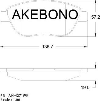 Akebono AN-4271K - Тормозные колодки, дисковые, комплект autodif.ru