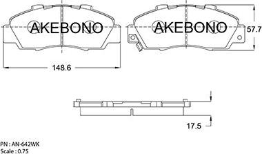 Akebono AN-642WK - Тормозные колодки, дисковые, комплект autodif.ru