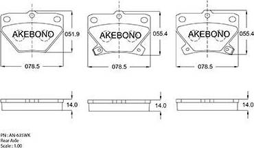 Akebono AN-635WK - Тормозные колодки, дисковые, комплект autodif.ru