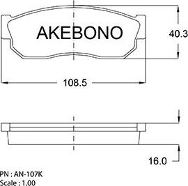 Akebono AN-107KE - Тормозные колодки, дисковые, комплект autodif.ru