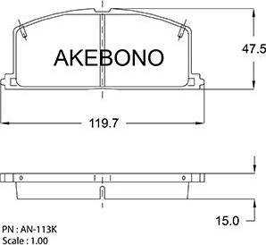 Akebono AN-113K - Тормозные колодки, дисковые, комплект autodif.ru