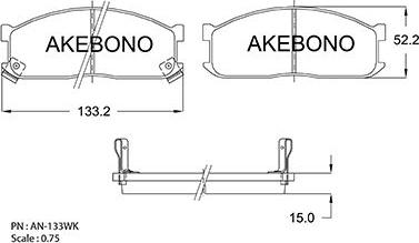 Akebono AN-133WKE - Тормозные колодки, дисковые, комплект autodif.ru