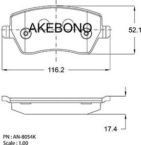 Akebono AN-8054K - Комплект тормозных колодок, дисковый тормоз autodif.ru