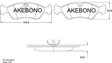 Akebono AN-8003K - Тормозные колодки, дисковые, комплект autodif.ru