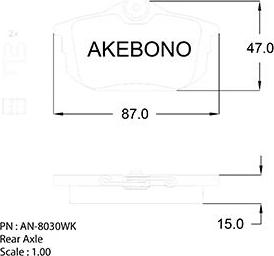 Akebono AN-8030WK - Тормозные колодки, дисковые, комплект autodif.ru