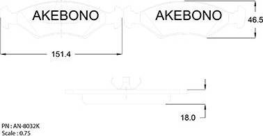 Akebono AN-8032K - Тормозные колодки, дисковые, комплект autodif.ru