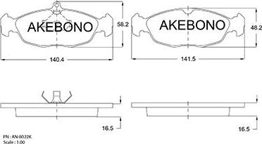 Akebono AN-8022K - Тормозные колодки, дисковые, комплект autodif.ru
