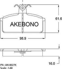 Akebono AN-8027KE - Тормозные колодки, дисковые, комплект autodif.ru