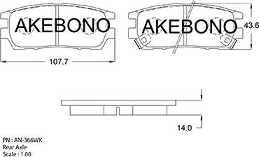 Akebono AN-366WKE - Тормозные колодки, дисковые, комплект autodif.ru