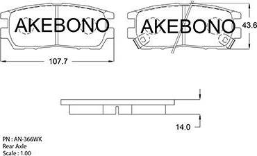 Akebono AN-366WK - Тормозные колодки, дисковые, комплект autodif.ru