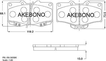 Akebono AN-303WKE - Тормозные колодки, дисковые, комплект autodif.ru
