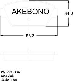 Akebono AN-314K - Тормозные колодки, дисковые, комплект autodif.ru