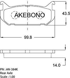 Akebono AN-384KE - Тормозные колодки, дисковые, комплект autodif.ru
