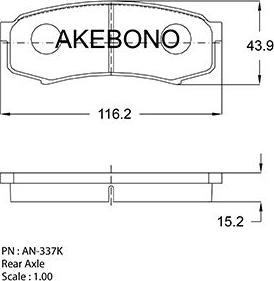 Akebono AN-337K - Тормозные колодки, дисковые, комплект autodif.ru