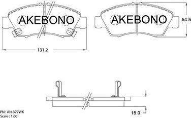 Akebono AN-377WK - Тормозные колодки, дисковые, комплект autodif.ru