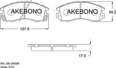Akebono AN-295WK - Тормозные колодки, дисковые, комплект autodif.ru