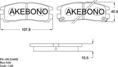 Akebono AN-224WK - Тормозные колодки, дисковые, комплект autodif.ru