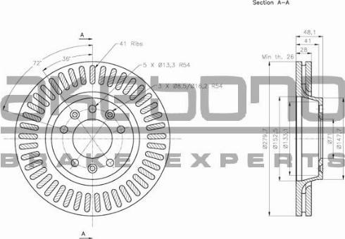 Akebono BN-0854 - Тормозной диск autodif.ru