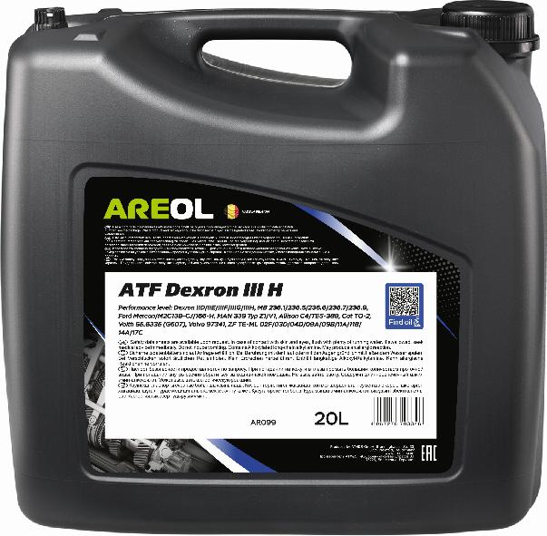 Areol AR099 - AREOL ATF DIII H (20L) масло трансм.для АКПП и ГУР! красн.\Dexron IID/IIE/IIIF/IIIG/IIIH autodif.ru