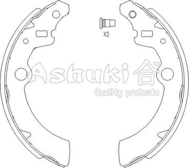 Ashuki 1050-5208 - Комплект тормозных колодок, барабанные autodif.ru