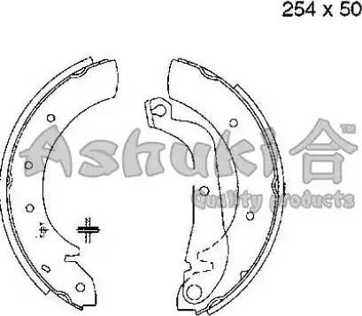 Ashuki 1050-2501 - Комплект тормозных колодок, барабанные autodif.ru