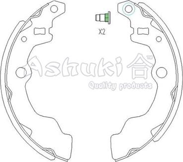 Ashuki K014-50 - Комплект тормозных колодок, барабанные autodif.ru