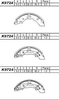 Asimco K9724 - Колодки тормозные барабанные autodif.ru