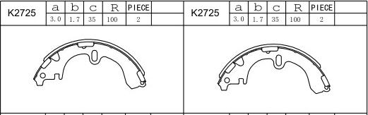 Asimco K2725 - Комплект тормозных колодок, барабанные autodif.ru