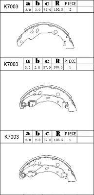 Asimco K7003 - Комплект тормозных колодок, барабанные autodif.ru