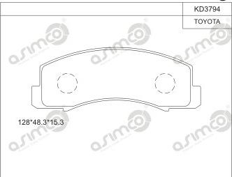 Asimco KD3794 - Тормозные колодки, дисковые, комплект autodif.ru