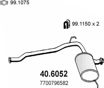 ASSO 40.6052 - Средний глушитель выхлопных газов autodif.ru