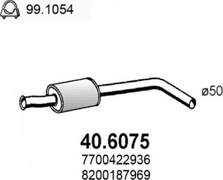 ASSO 40.6075 - Средний глушитель выхлопных газов autodif.ru